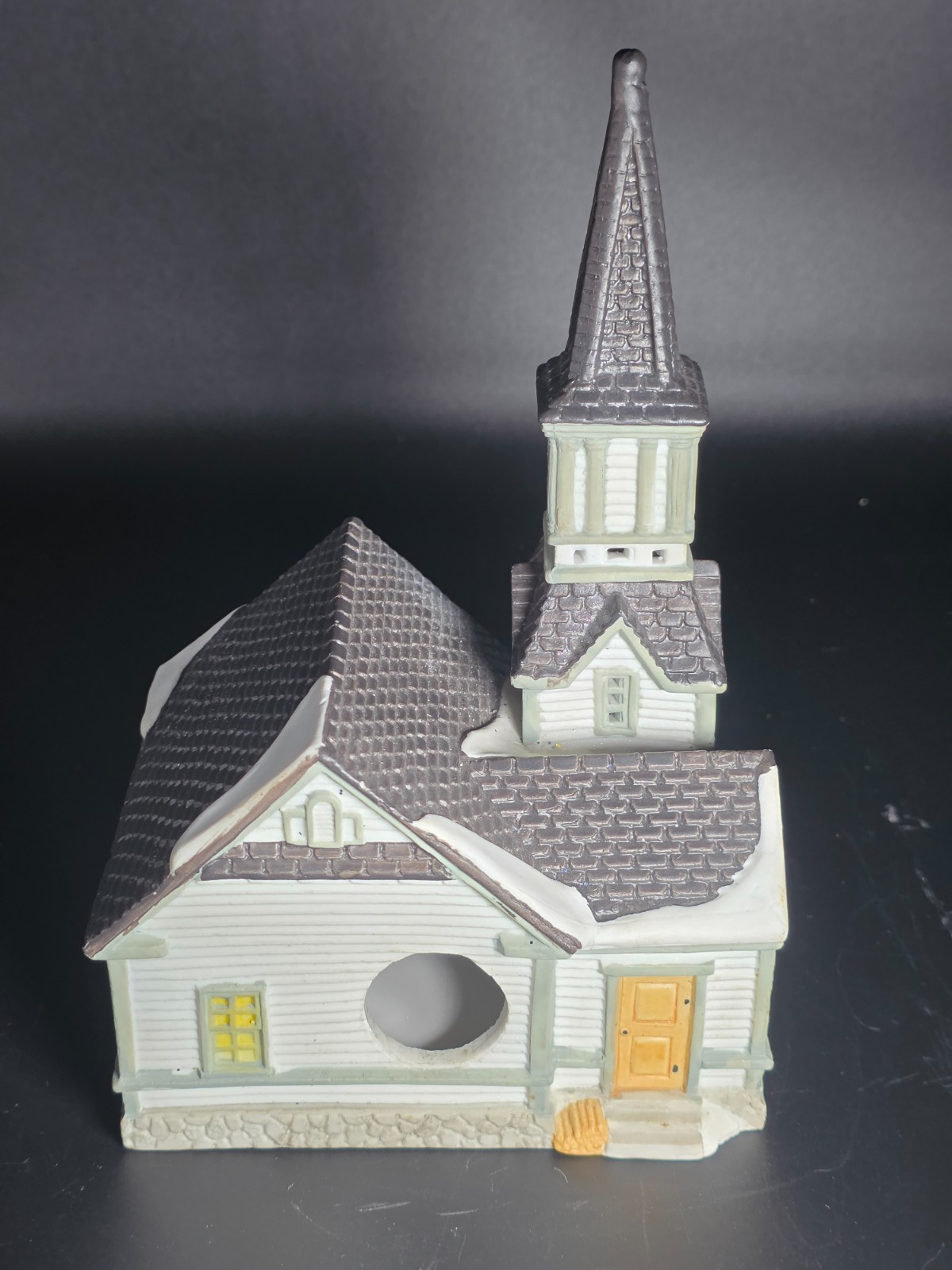 Porcelain Lighted Church Christmas Village by Lemax Dickensvale 1994