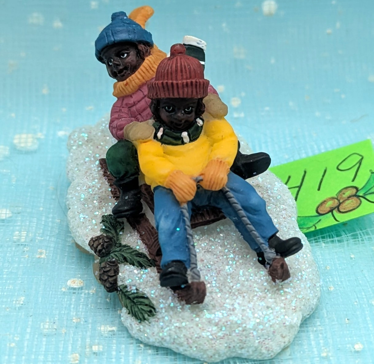 O’Well children sledding Christmas Village Figurine NO BOX INV419