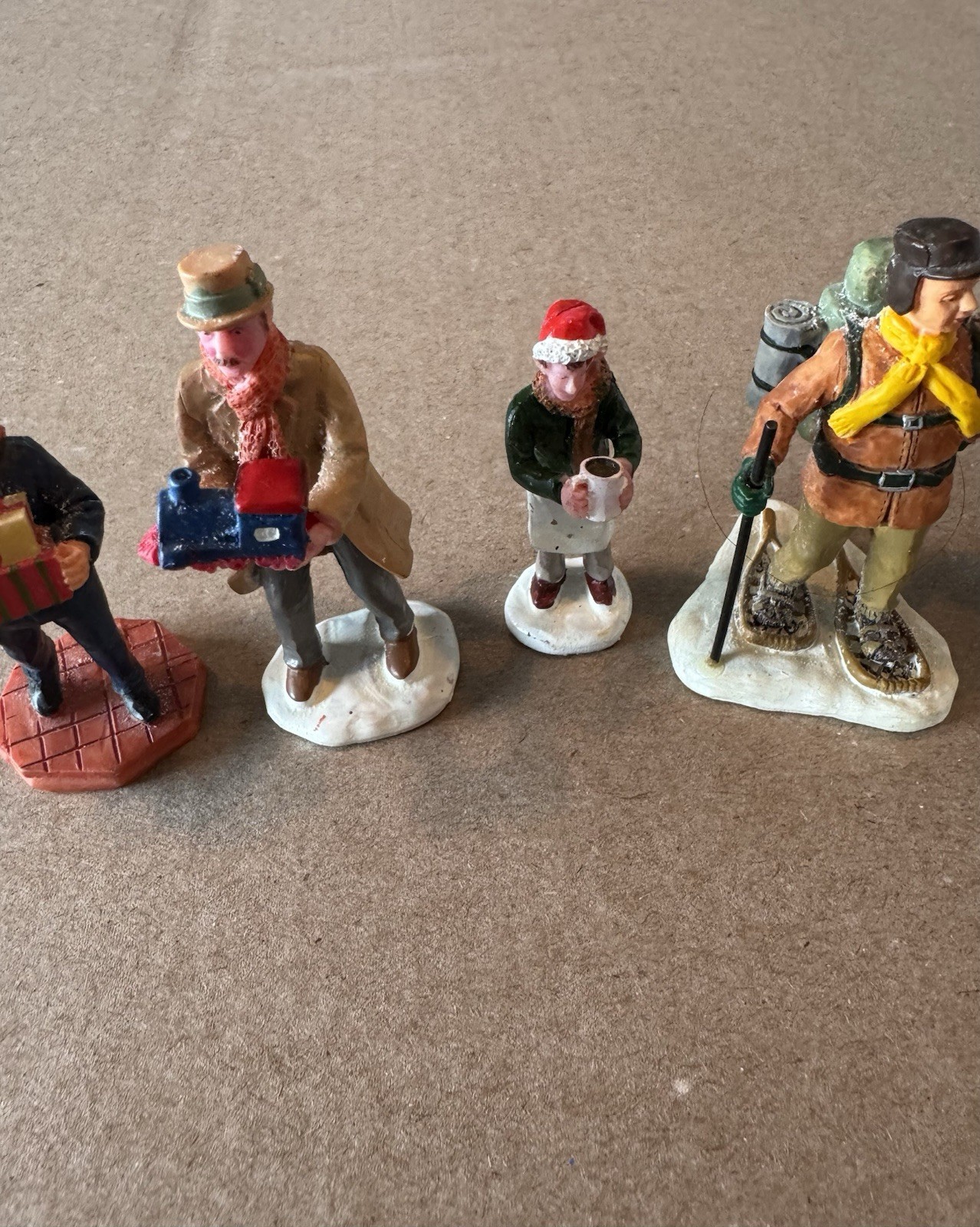 Lot Of 5 Village Figurines O Well, Lemax, & Other. Christmas Theme *READ*