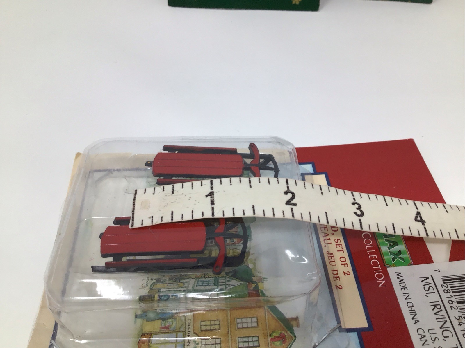 Village Town Snow Sled Set Of 2 Plus 2 Franks Metal & Wood Sleds Lemax Christmas
