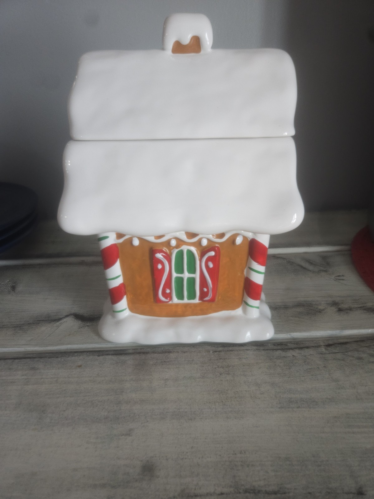 Telefloral Christmas Ceramic Gingerbread House Planter Cookie Jar 9” Tall