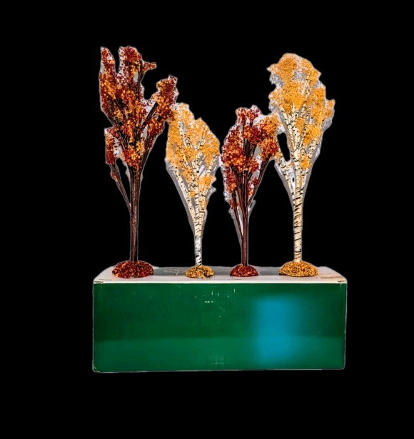 Vtg Dept 56 Village Accessory Set 4 Autumn Leaf Trees Fall Leaves Birch 52975 A+