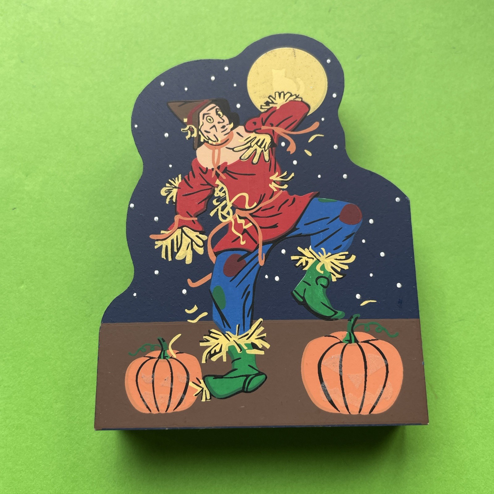 Vtg Cats Meow 2006 Wooden Halloween Jig With Casper Scarecrow Glow in the Dark