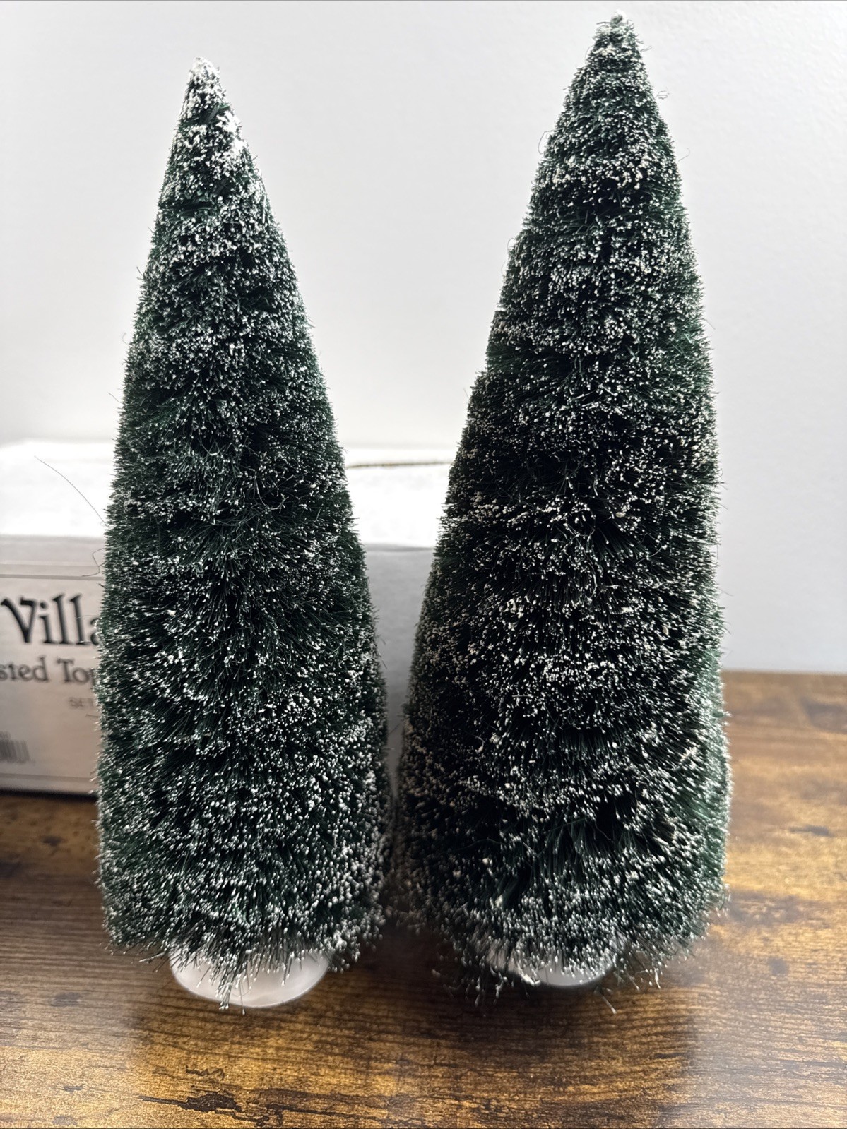 Set Of 4 Department 56 Frosted Topiary Trees Village Christmas 12”