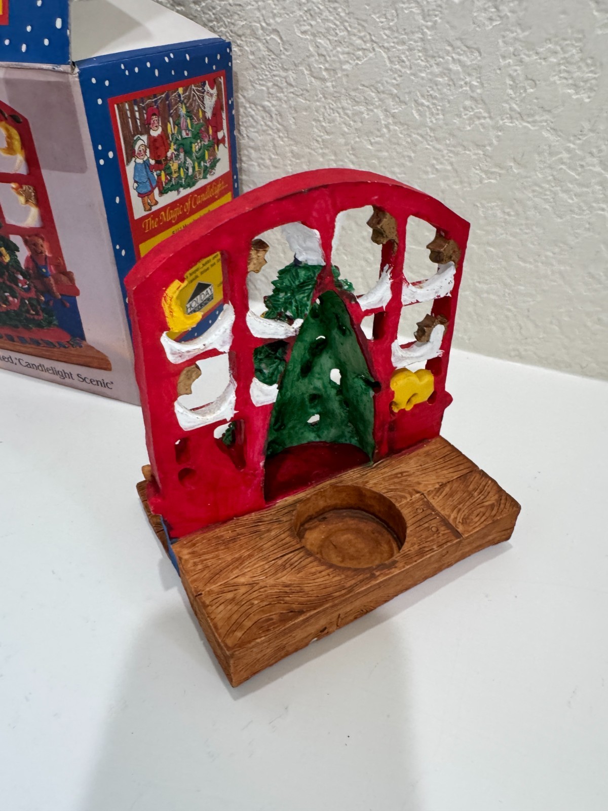 1995 Holiday Workshop Christmas Follies Candlelight Scenic Handpainted Holder