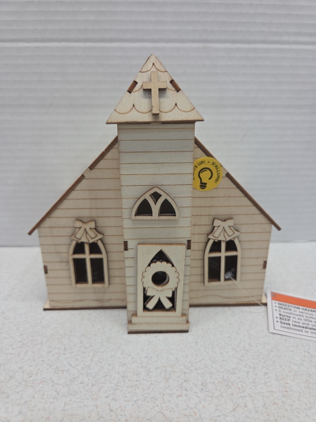 Make Market Christmas DIY Wooden Church LED Light Up 6.5” X 6.5” NWT