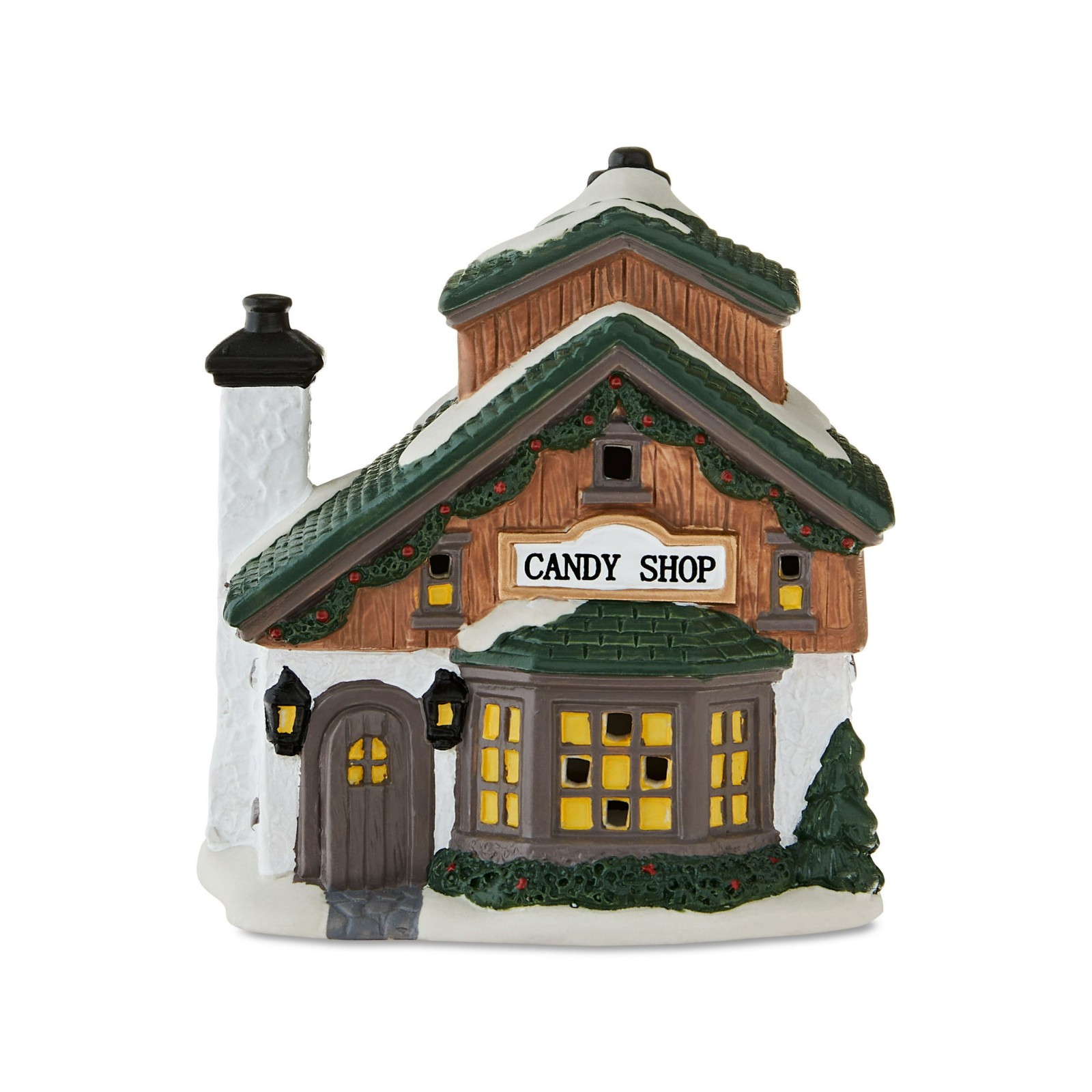Holiday Time 2025 Candy Shop Porcelain 4″ Mini House Christmas Village #12479