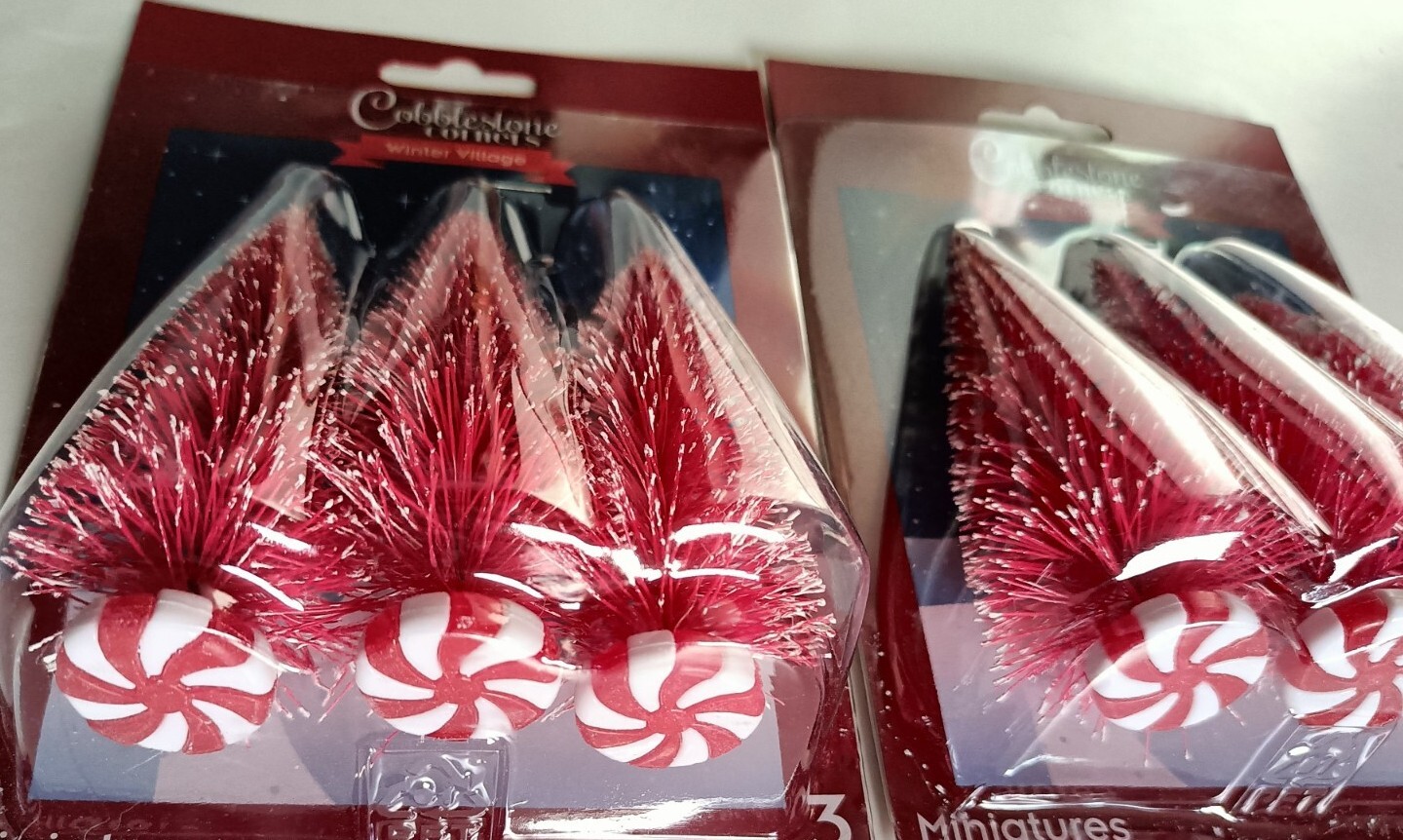 Cobblestone Corners Miniatures Trees 6 Piece Set Candy Cane Tree Snow Winter