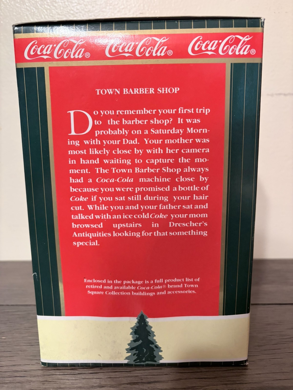 Coca-Cola Town Square Collection Town Barber Shop 1996 Porcelain Lighted NIB