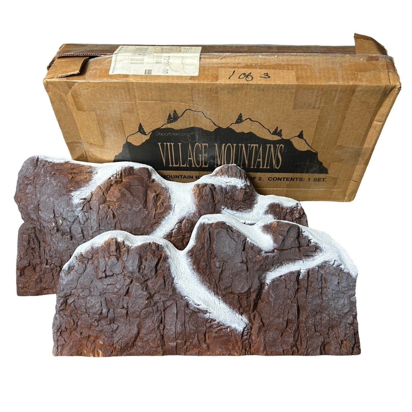 Department 56 Village Mountains Backdrop Set of 2 Brown Snow 5227-4 Christmas