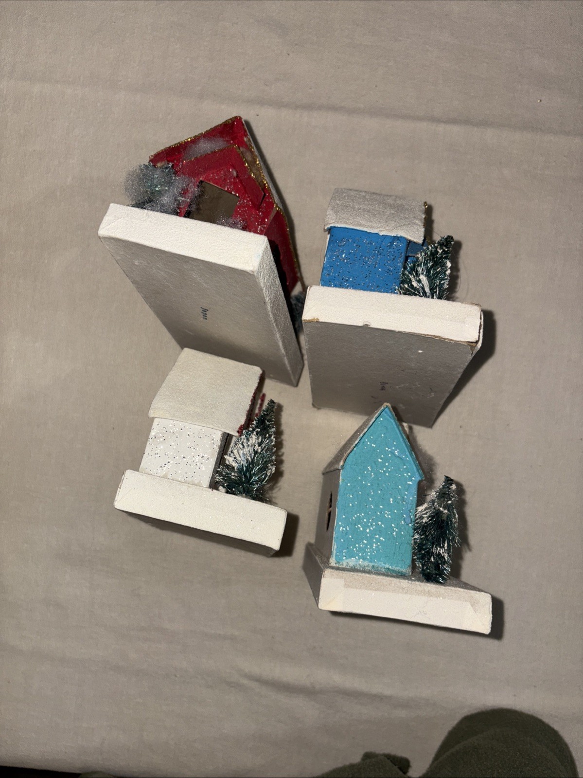 Vintage Christmas Putz Houses Lot Of 4 Japan