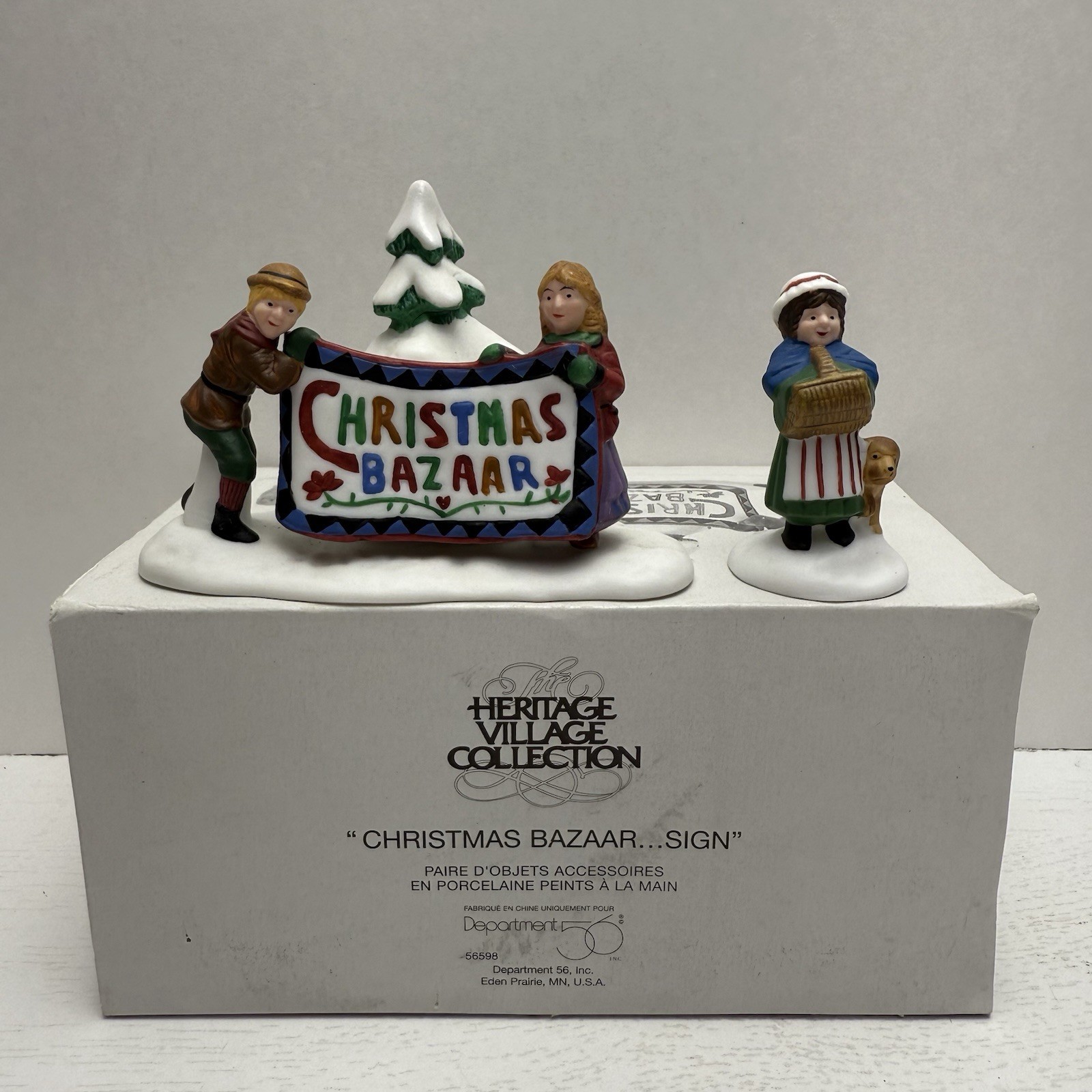 Dept. 56 Christmas Bazaar Sign Set Of 2 In Box Heritage Village 56598 Accessory