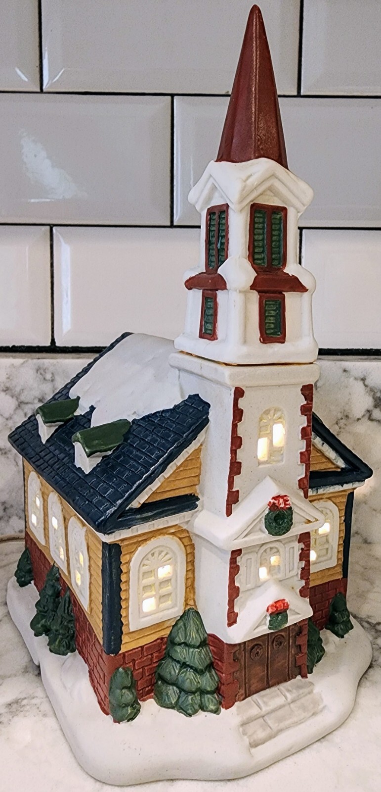 Hand Painted Ceramic Christmas Village Lighted House Caldor Share The Joy