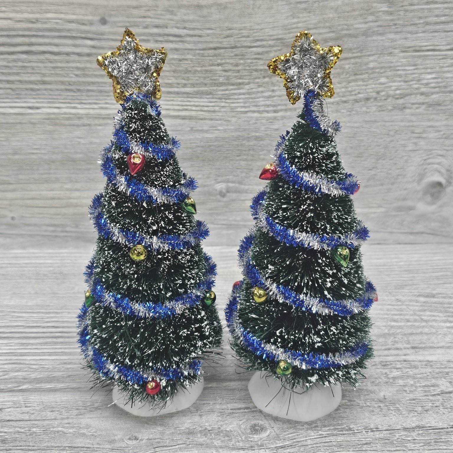 Department 56 Decorated Sisal Trees Holiday Village Accessories Set of 2