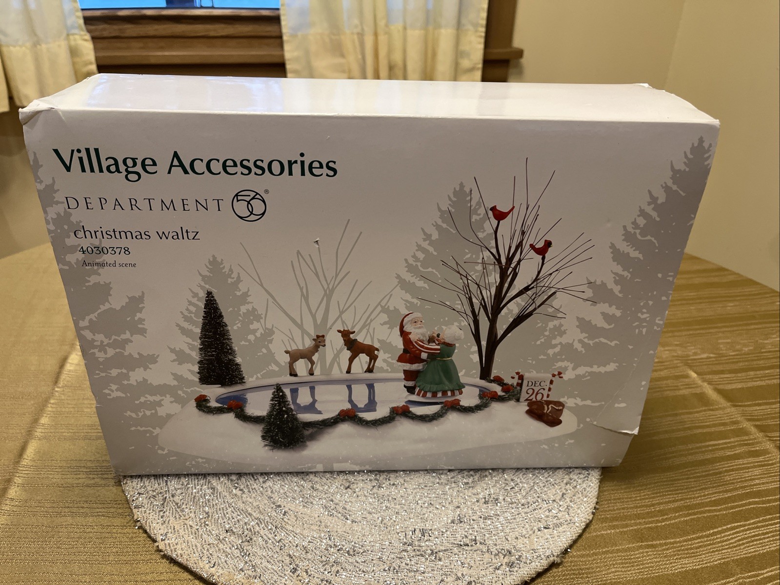 Dept 56 Christmas Waltz Village Accessories #4030378 Animated Santa Ice Skating