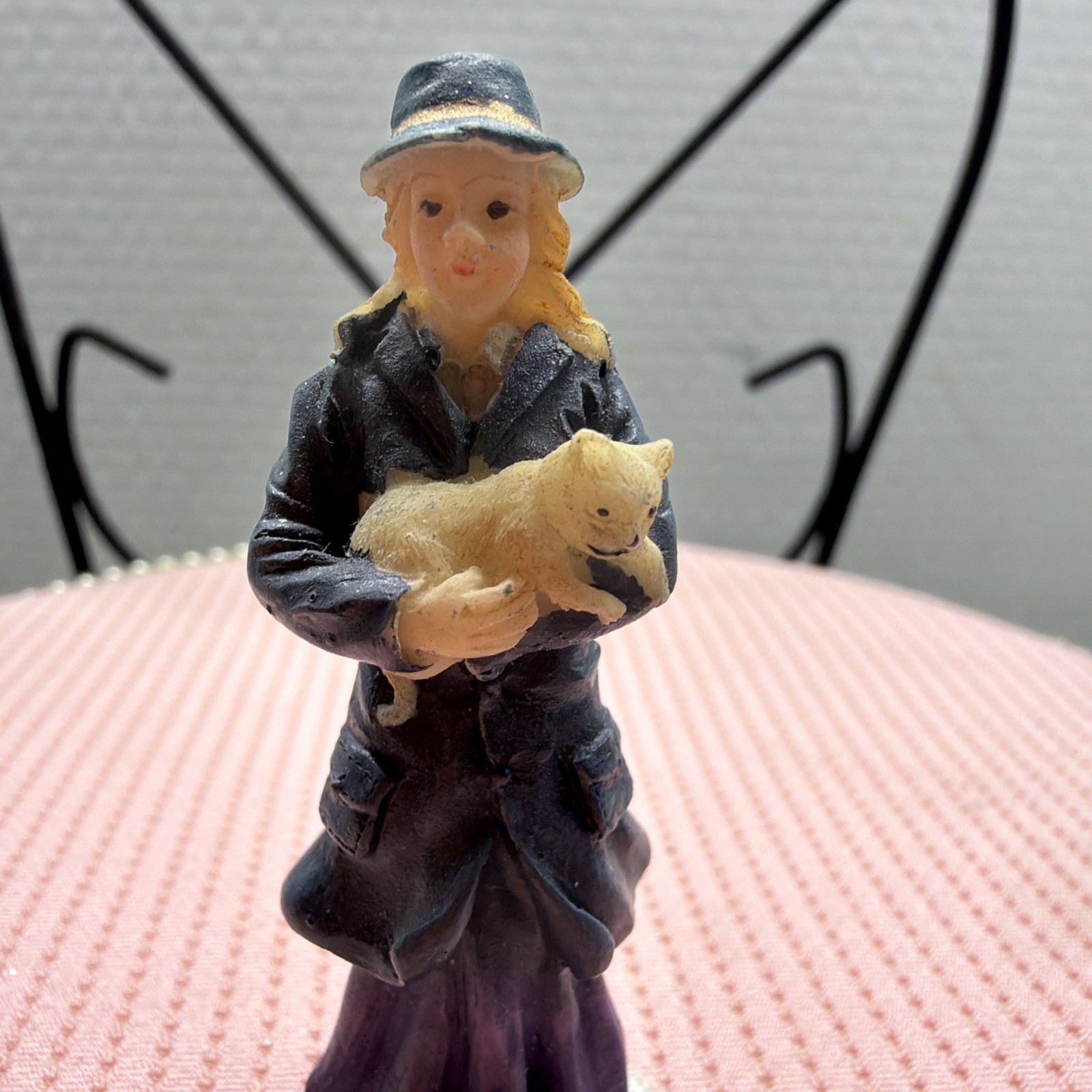 Lady Carrying A Cat Christmas Village Figurine About 2 And A Quarter Inch’s High