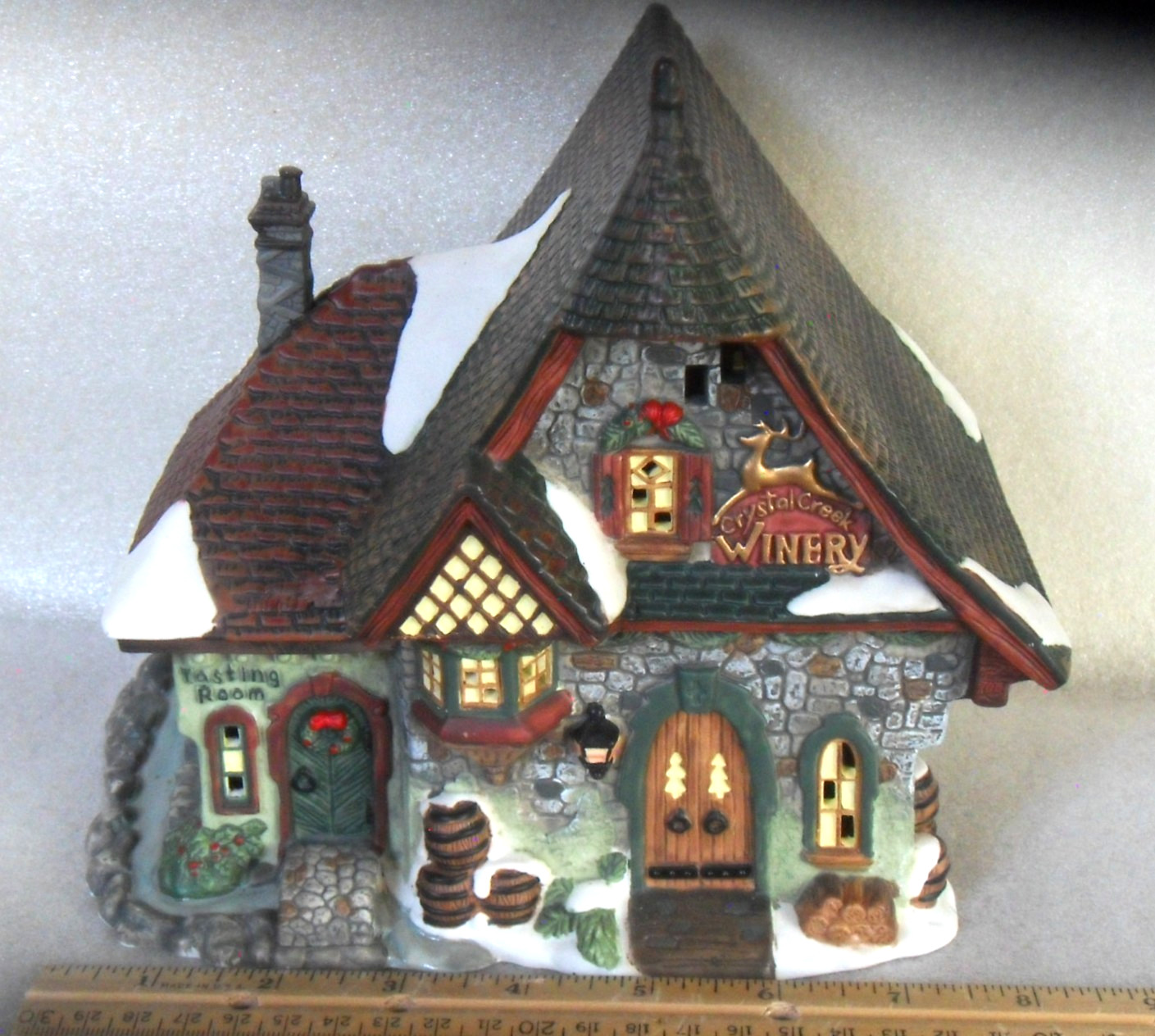 Santa’s Workbench Crystal Creek Winery House 2002 Christmas Collectibles Ceramic
