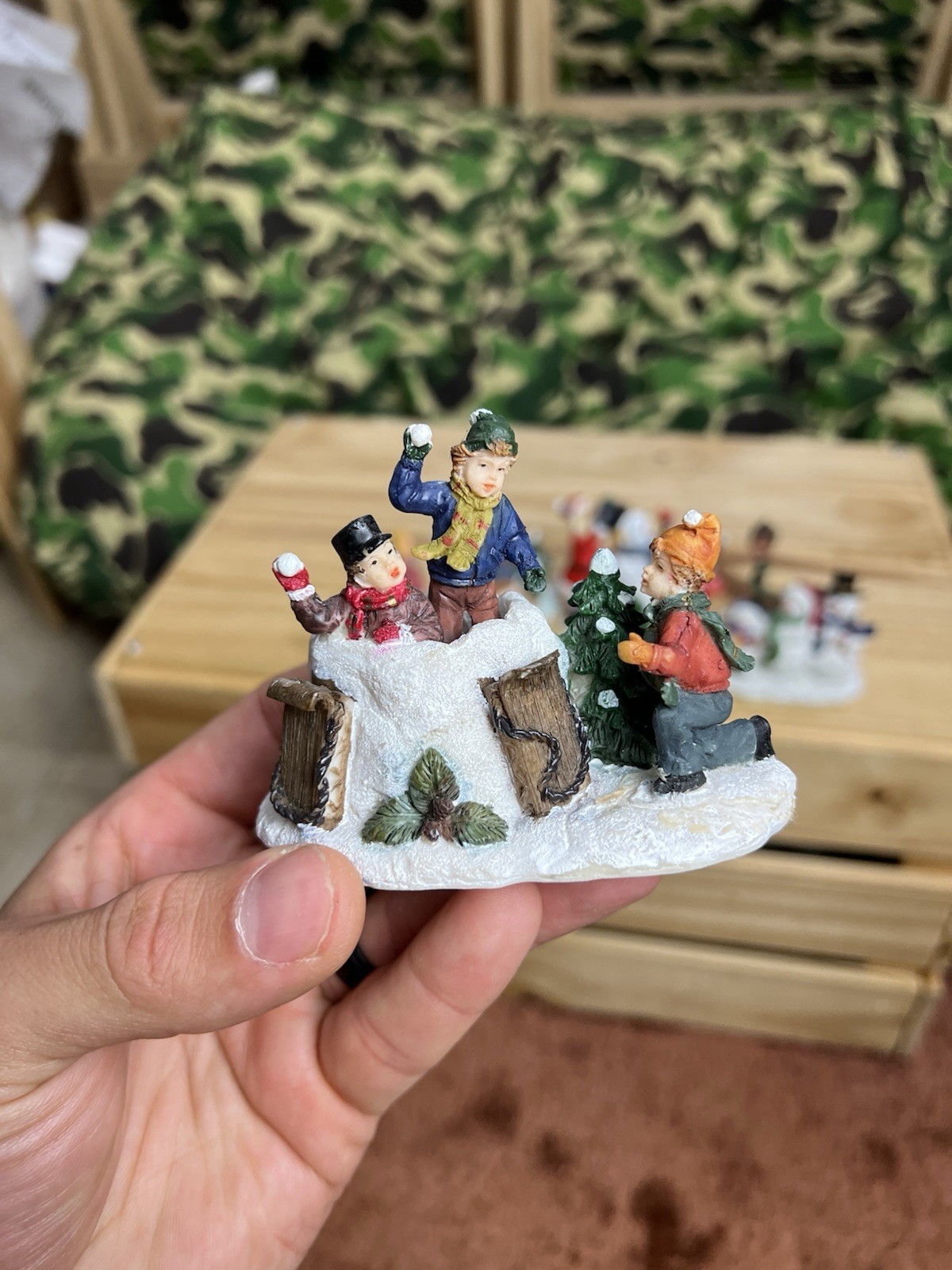 christmas village Lot Figures Displays Decorative Holiday Santa Snowman Snowball