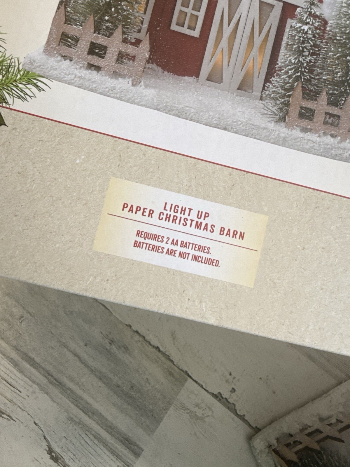 Cracker Barrel Light Up Red Paper Barn Christmas Glitter Snow Winter Village Box