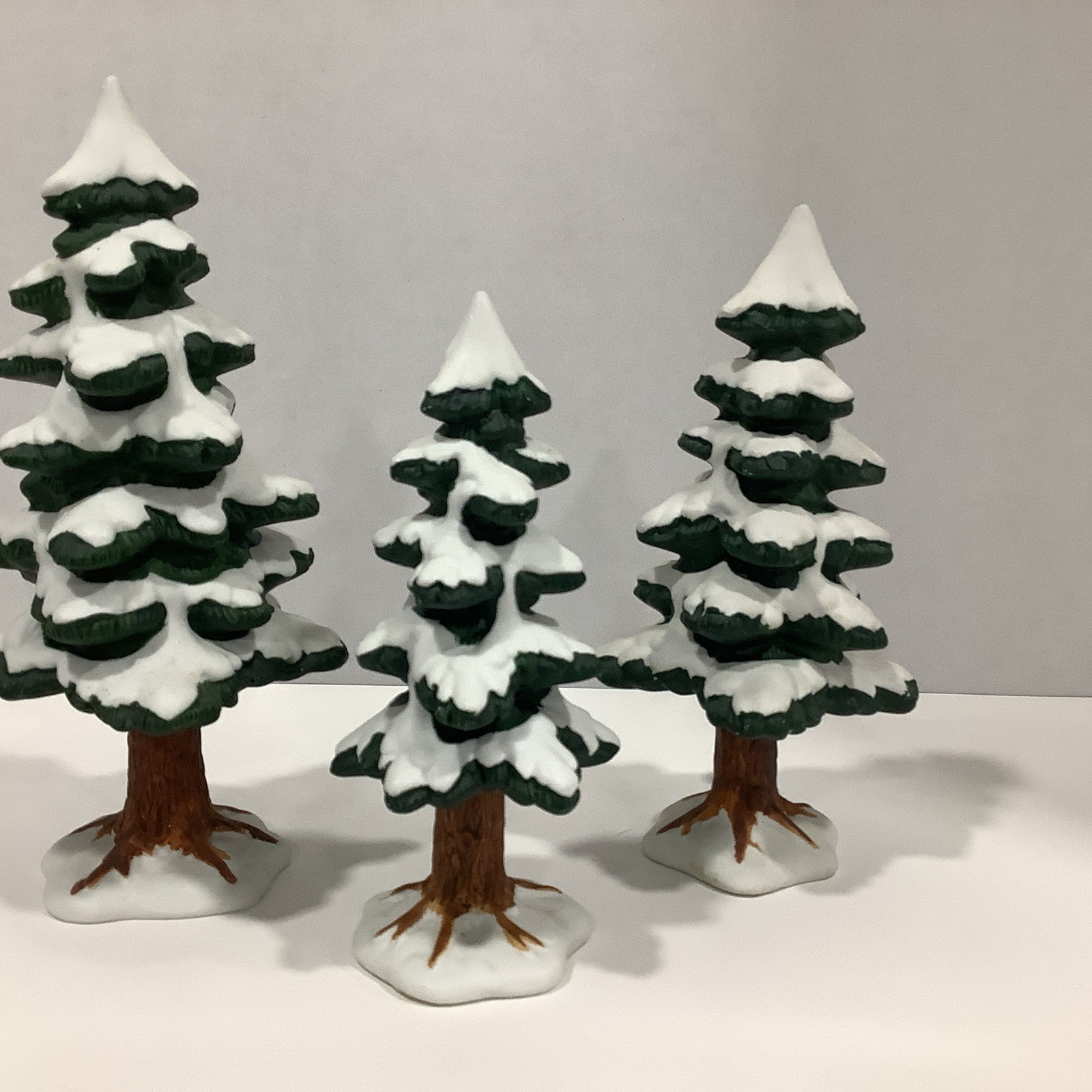 Lemax Hearthside Village #53159 Porcelain Pine Tree Set Of 3 1995