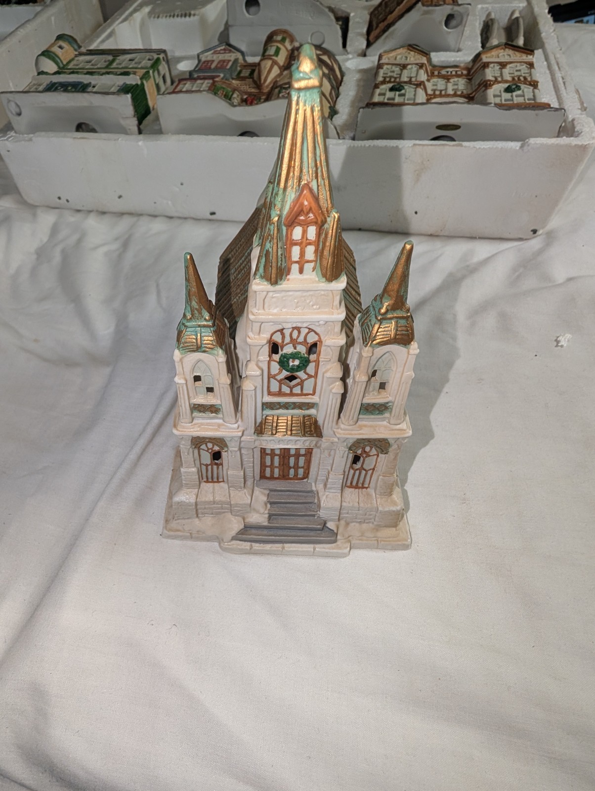 Traditions 39 Piece Porcelain Victorian Village Illuminated Christmas Set