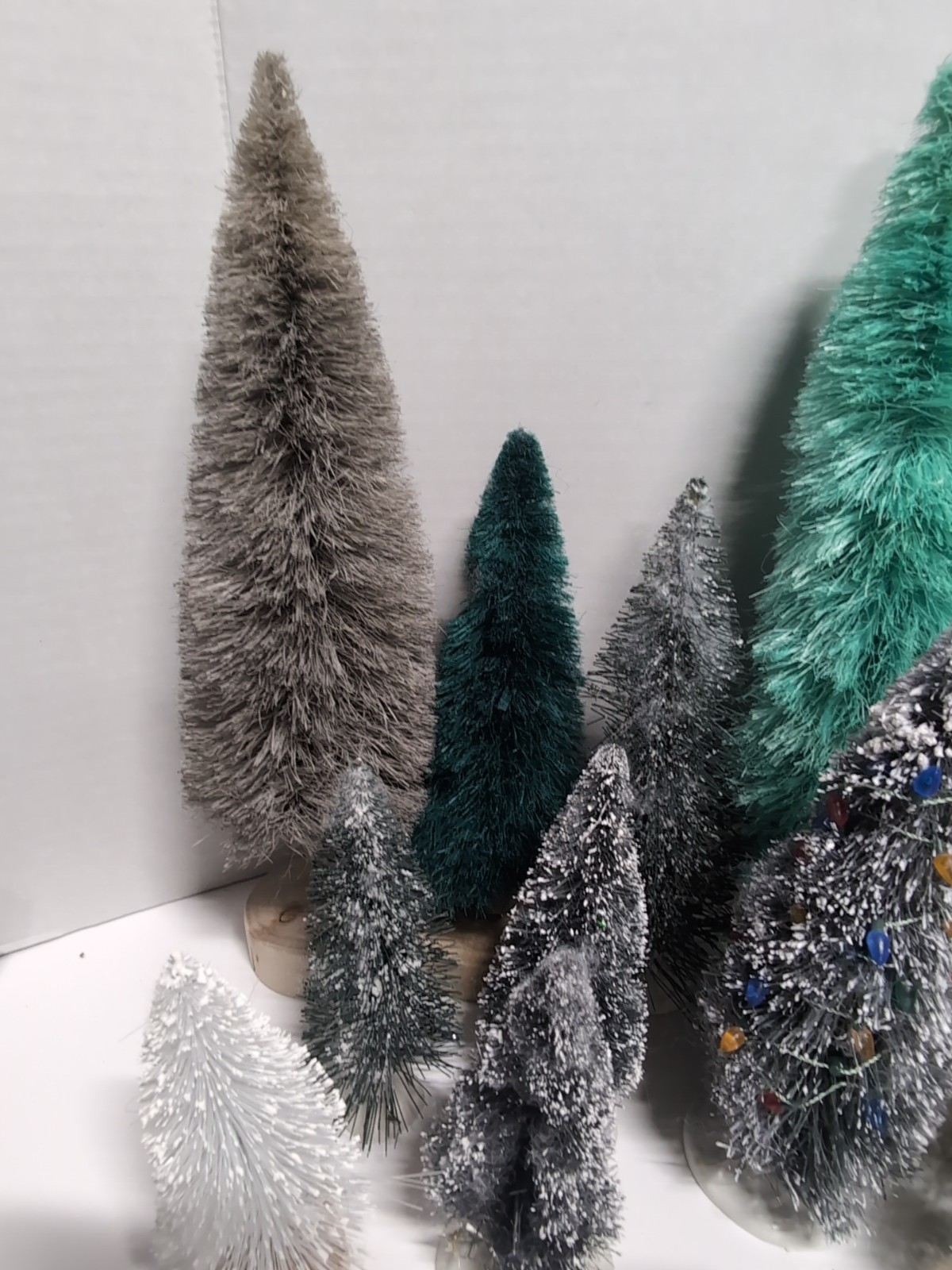 Lot Of 15 Village Christmas Trees, Accessories , Decor Inches, Colorful,