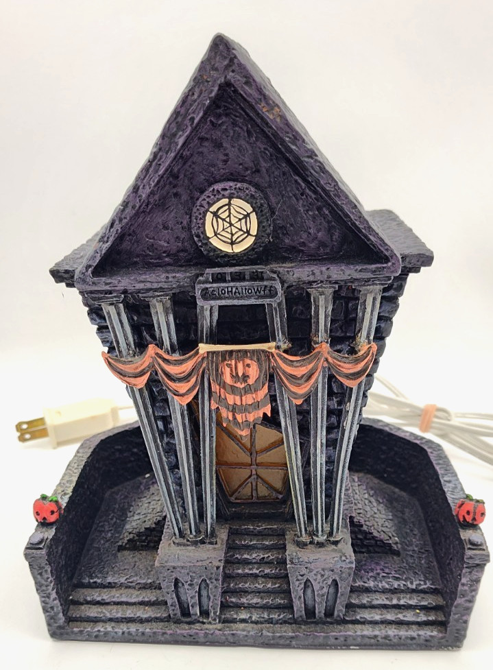 Vtg Hawthorne Village Town Hall Nightmare Before Christmas Halloween With Cord