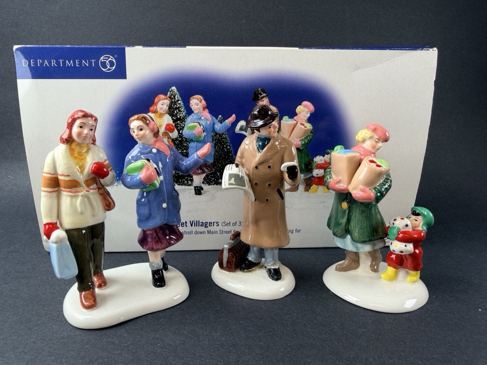 Dept 56 Snow Village Main Street Villagers Set of 3 #56.55134 Repaired See Photo