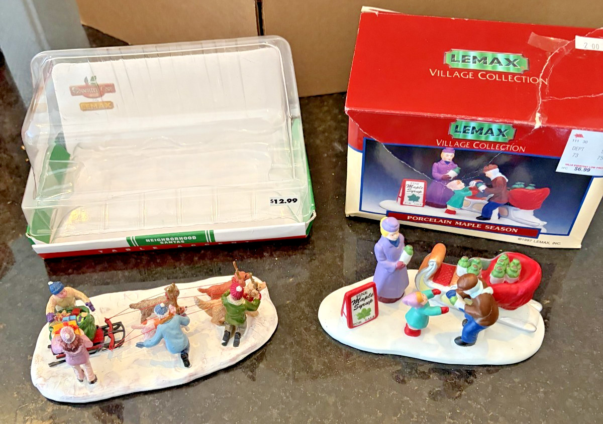Lemax Village Collection Accessory Lot of 2 Porcelain Maple Season & Ice Skaters