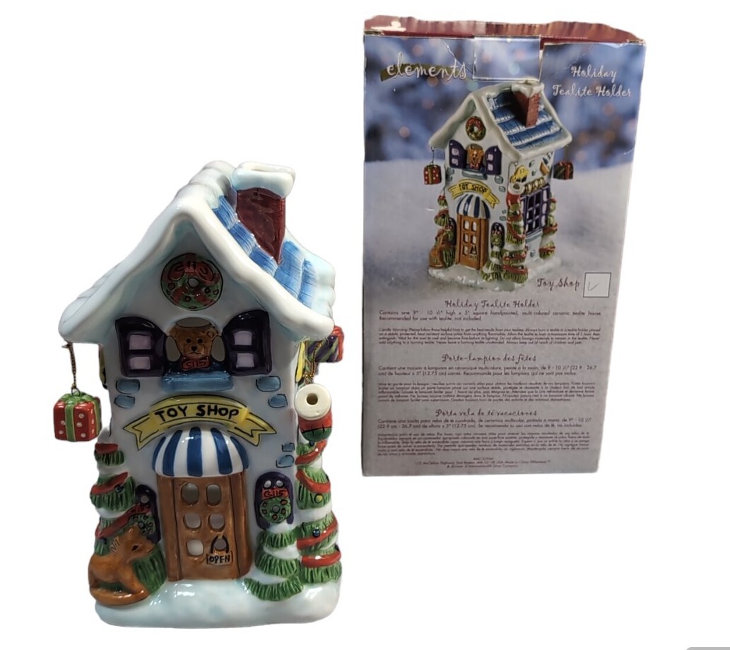 Elements Christmas Toy Shop Hand Painted Dangling Toys Ceramic Tealight Holder