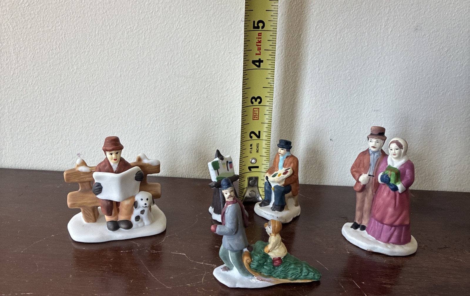 Christmas Village Bisque Figurines – Mixed Lot – Total Of 5