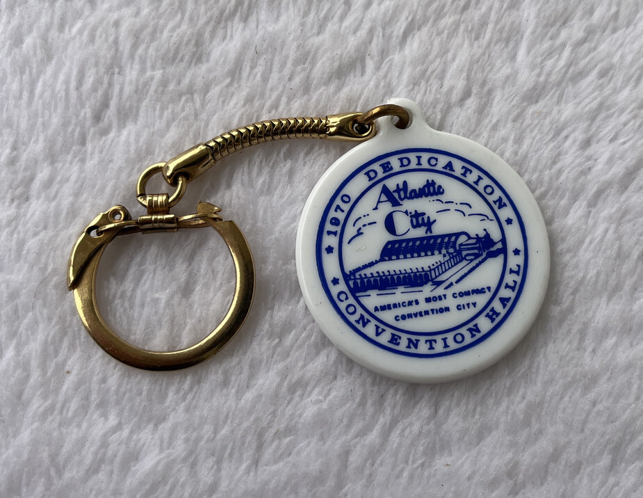 Atlantic City Convention Hall 1970 Dedication Keychain Fob Boardwalk New Jersey