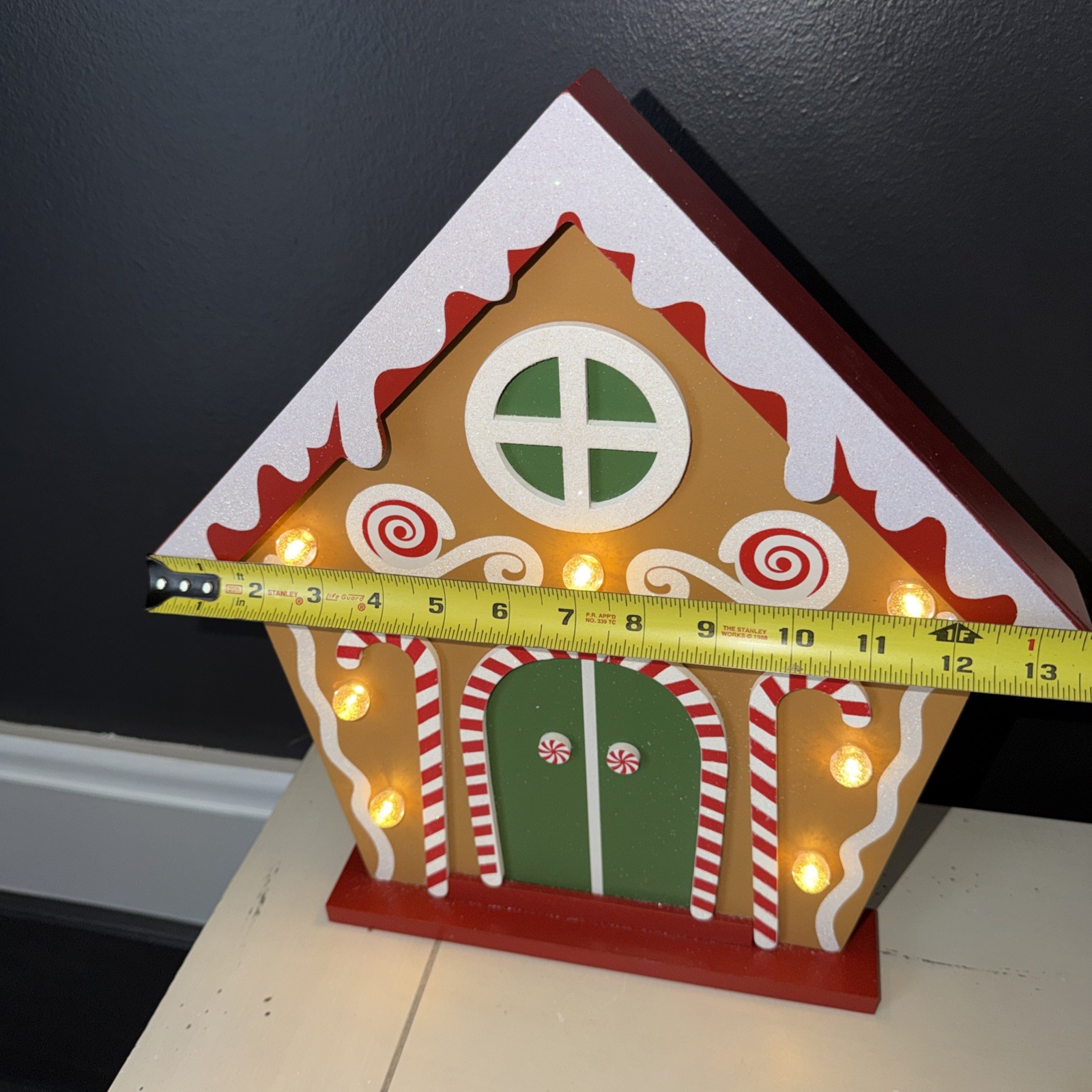 Wood Light Up Ginger Bread House Table Top Or Hang Battery