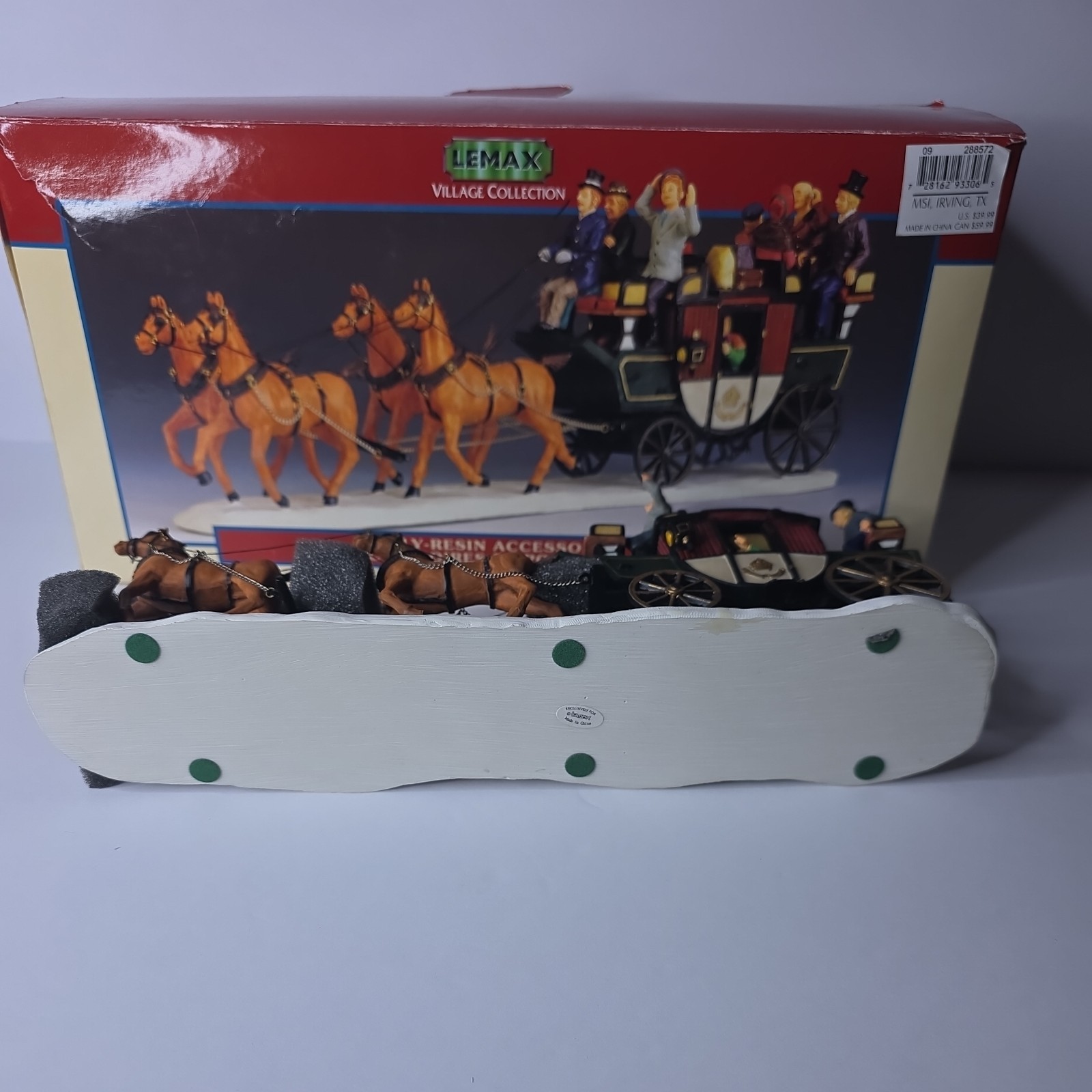 1999 Lemax Village Collection Stagecoach Poly Resin Christmas Train decoration