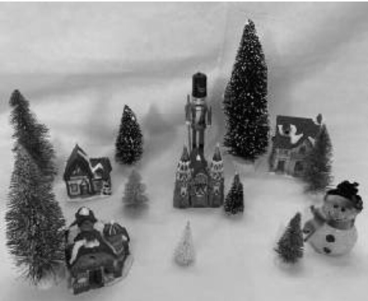 Ceramic Christmas Village Set Of 16 Pieces