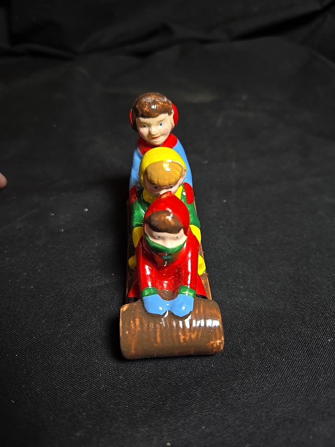 Vintage Department 56 Snow Village “Snow Kids” Kids On Sled Figurine TA