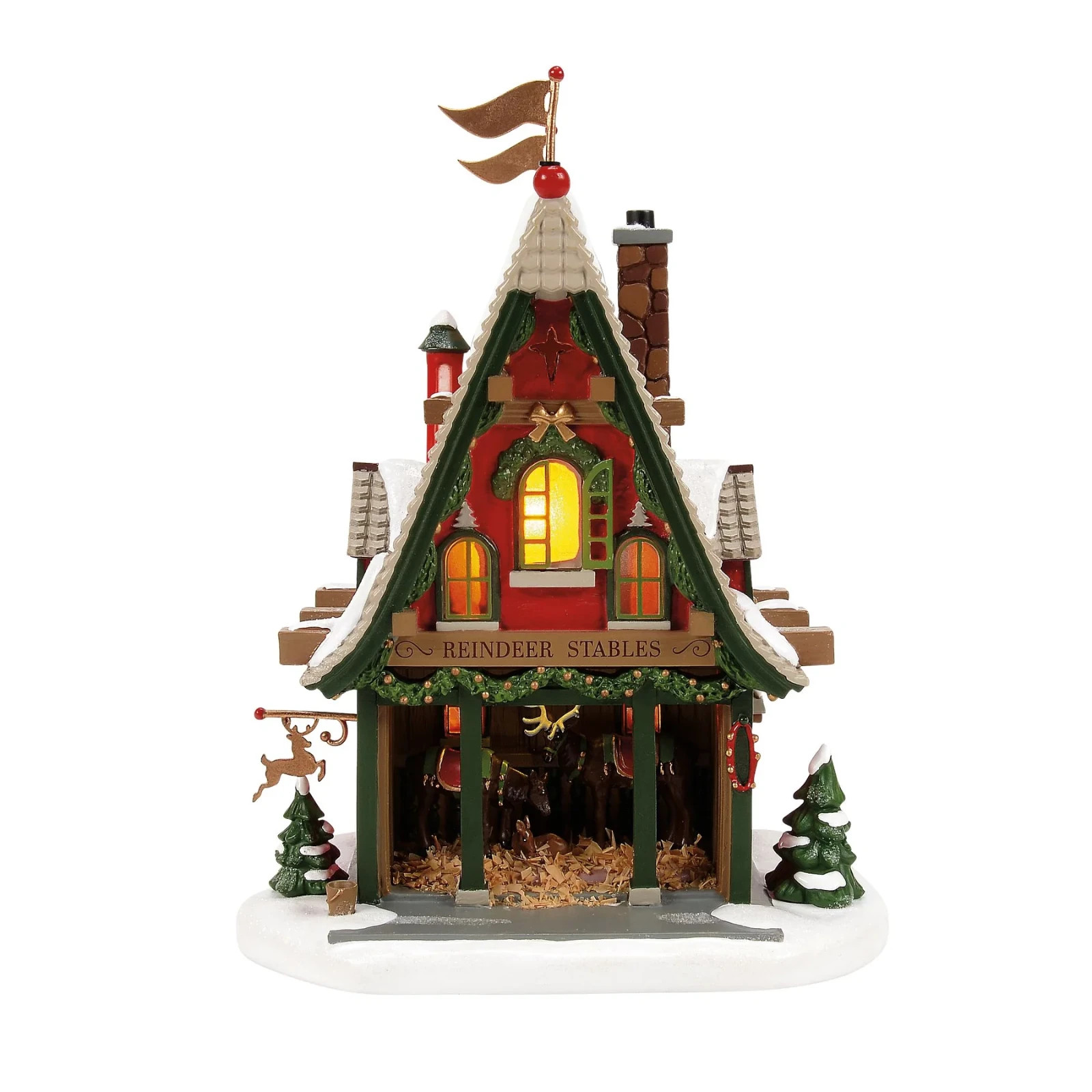 Dept 56 50TH REINDEER ACRES STABLE North Pole Village 6013442 BRAND NEW