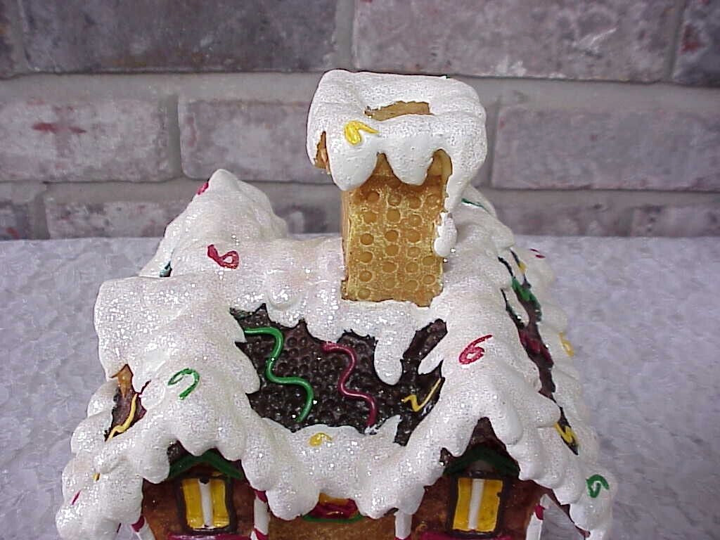 Christmas Gingerbread House Display Tabletop Resin Decorated Box Sterling