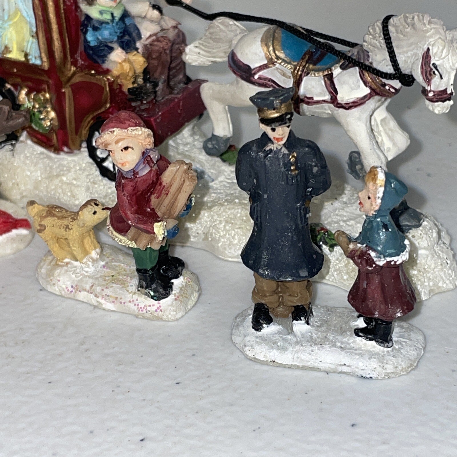 Vintage Christmas Village Figurine Lot Small Resin Village Holiday Figure Lot