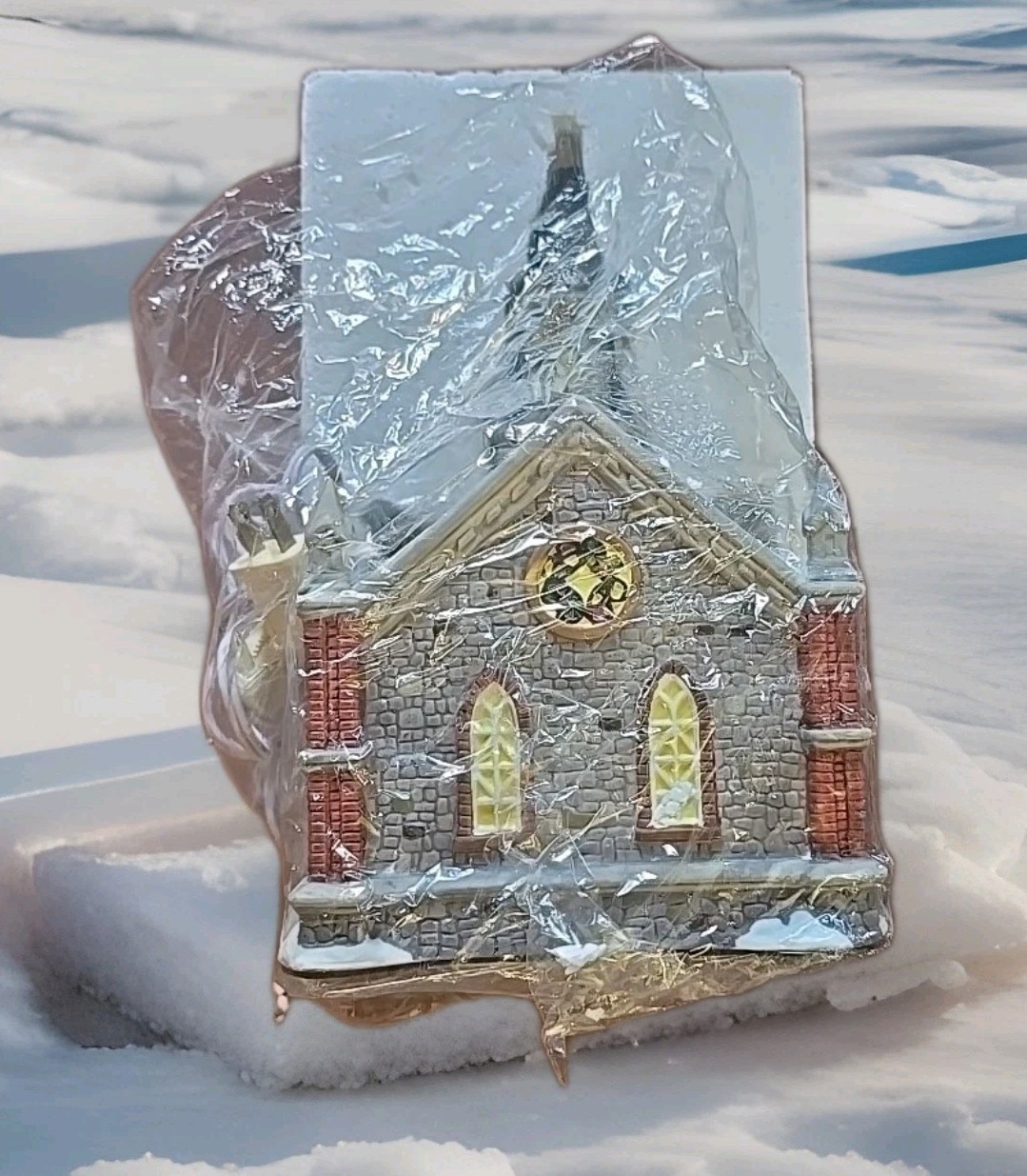 Porcelain Lighted Church Table Piece. Holiday Place