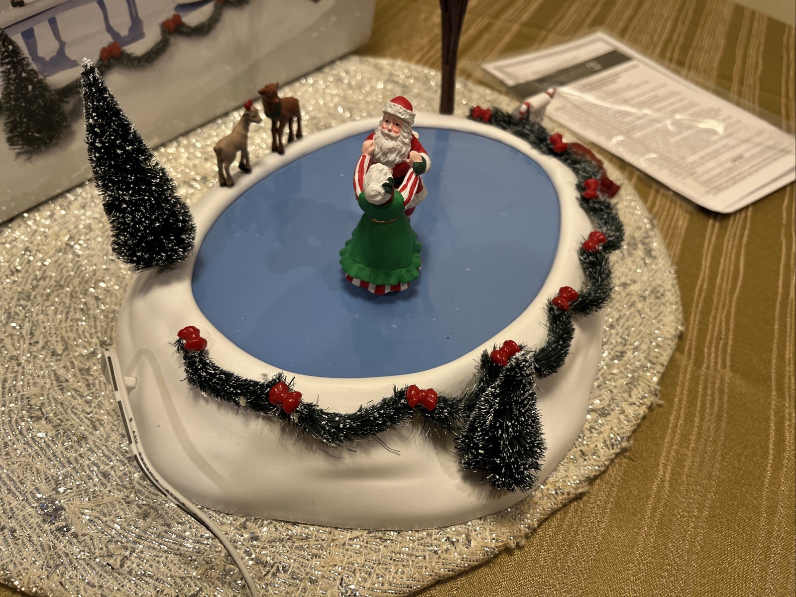 Dept 56 Christmas Waltz Village Accessories #4030378 Animated Santa Ice Skating