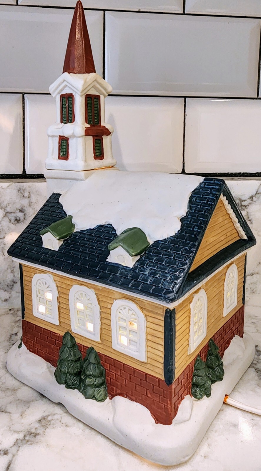 Hand Painted Ceramic Christmas Village Lighted House Caldor Share The Joy