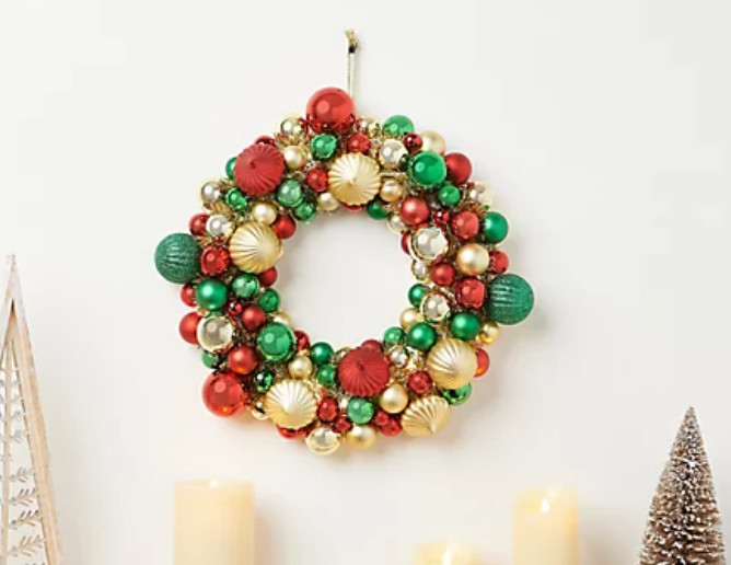 16″ Illuminated Ornament Wreath by Valerie Parr Hill, Battery Timer H221170