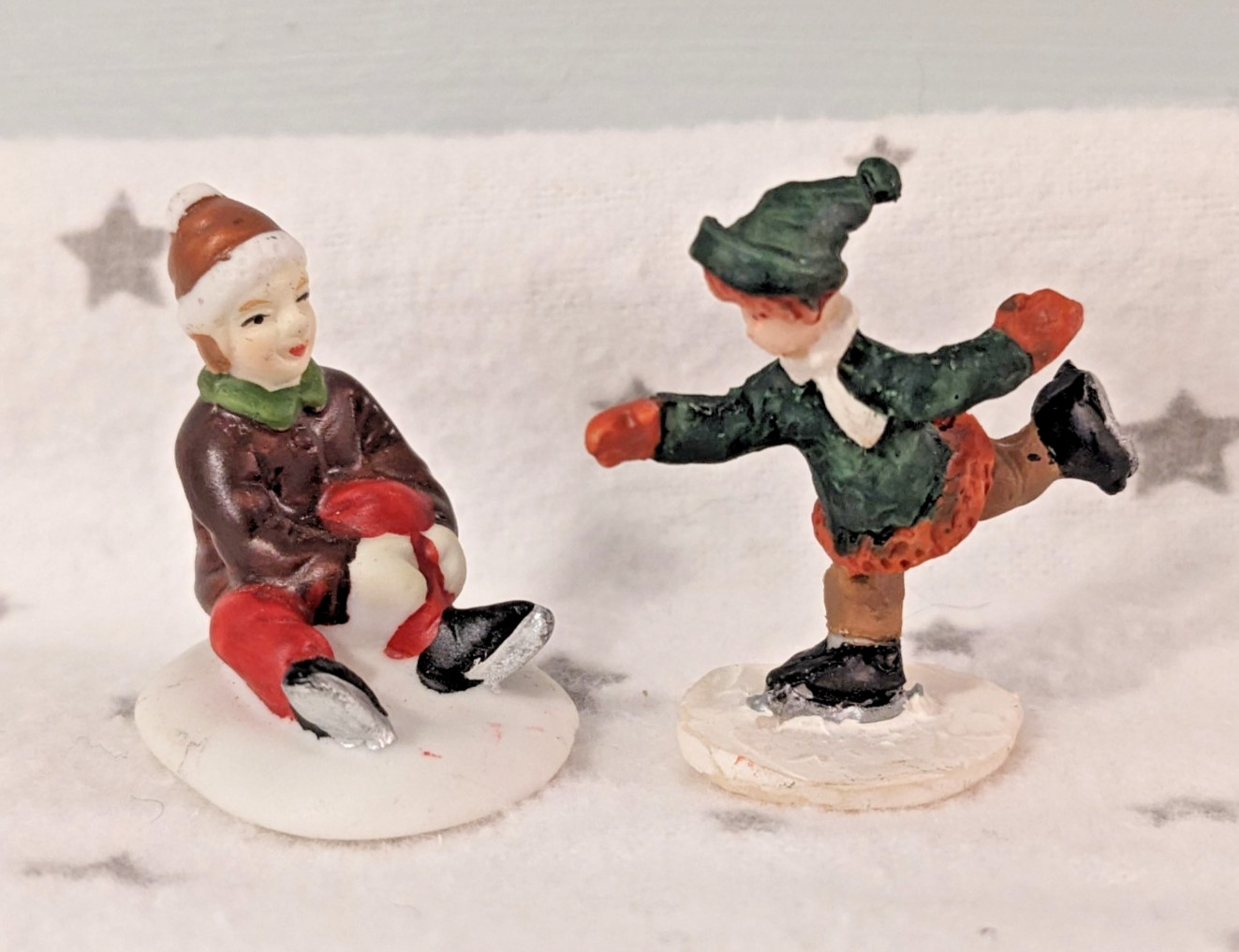 Christmas Village Display Figurines Train Garden Lot of 16 Pieces