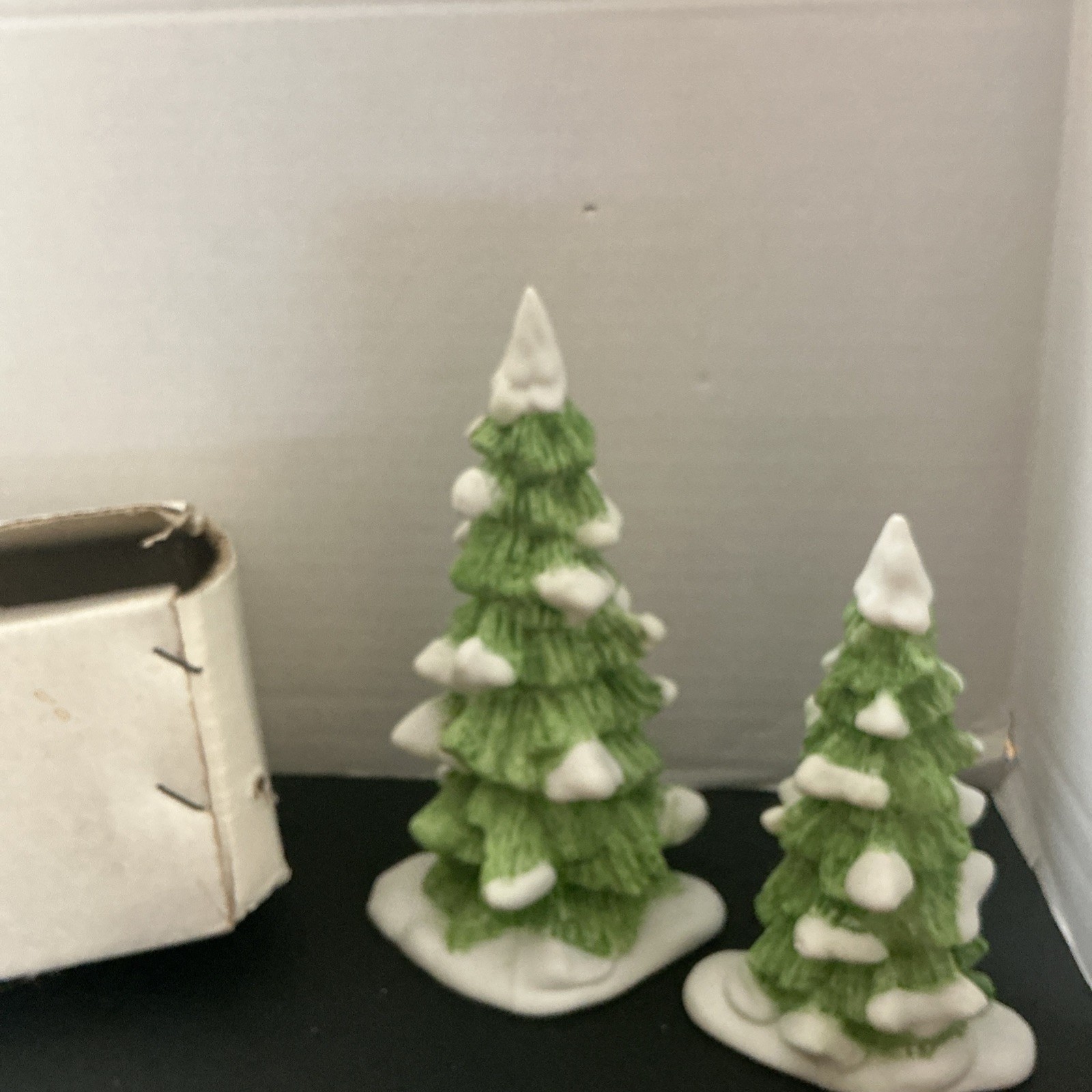 2 Department 56 Heritage Village Snow Covered Porcelain Ceramic Trees