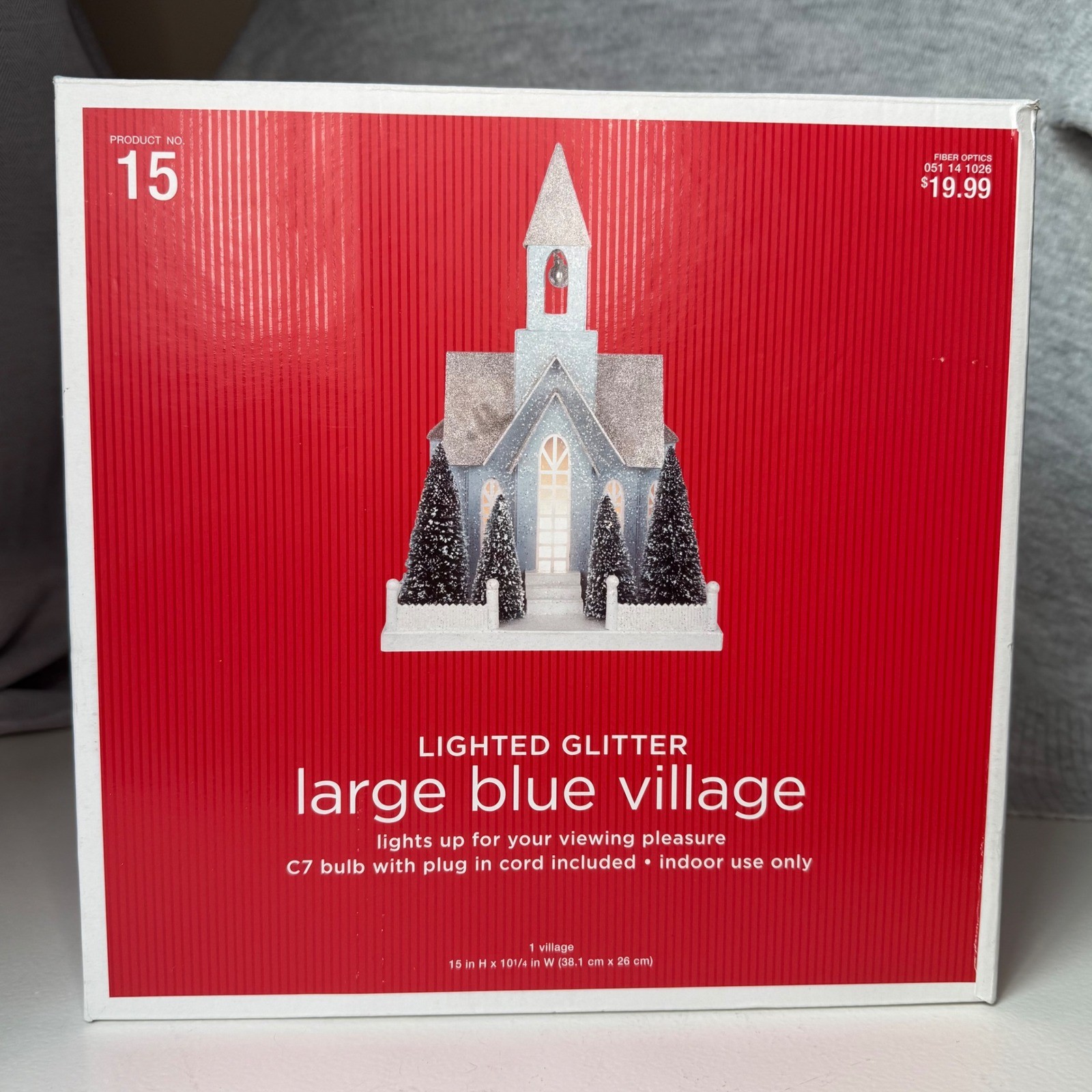 Target 2009 Lighted Large Blue Glitter Village Church Christmas Decor Indoor Use
