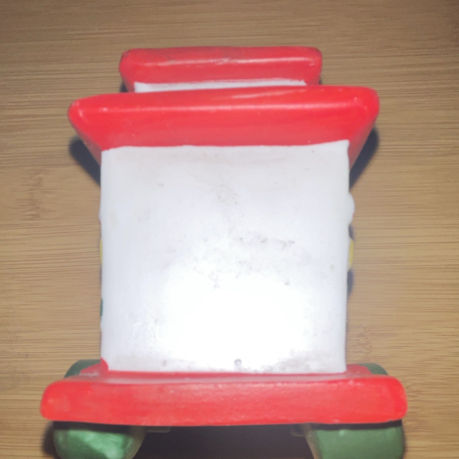 Ceramic Christmas Village Train Car with Animal Figures Red Green White Decor