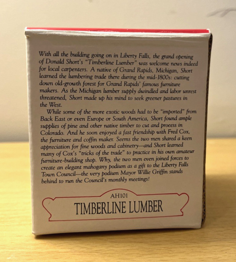 1996 Liberty Falls Miniature Village TIMBERLINE LUMBER AH101 1:64