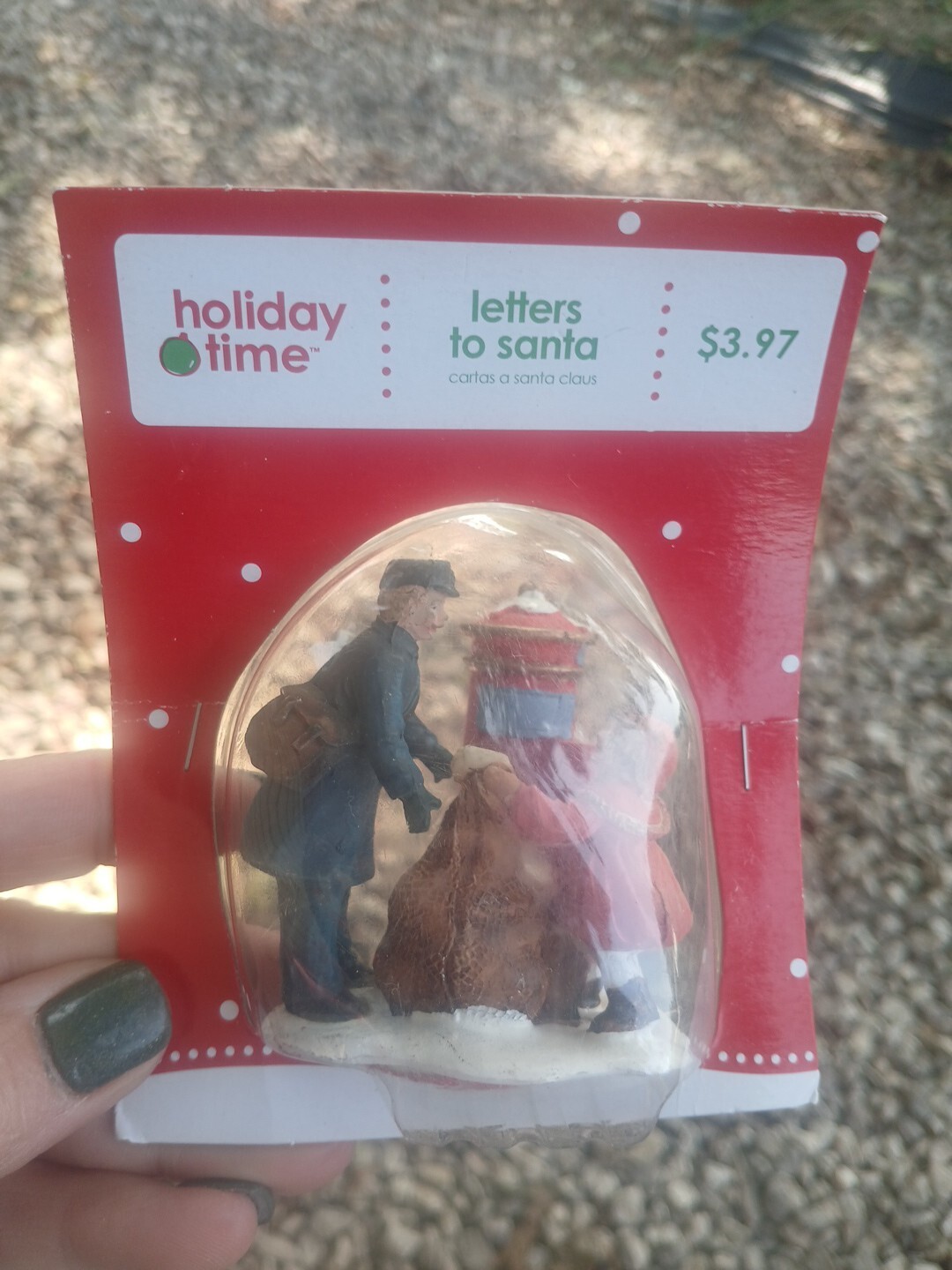 Holiday Time Letters to Santa Mailman And Girl Christmas Village Holiday