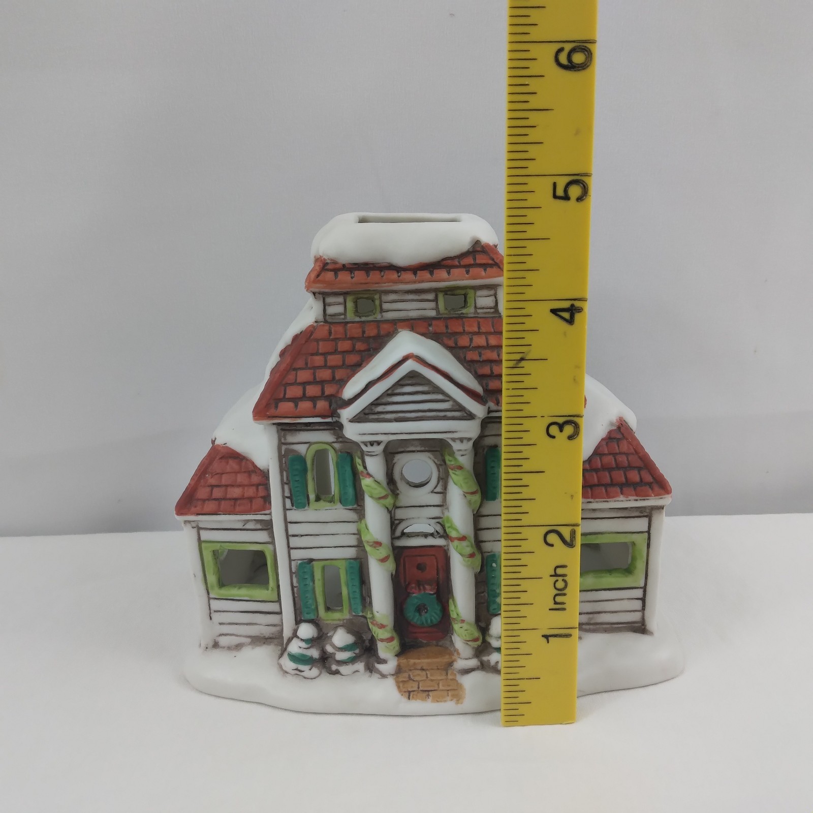 Vtg 1988 Lefton Byron Wood Colonial Village Holiday House Tea Light Holder 06986